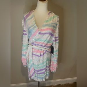 Brand new retrofete wrap sequence dress